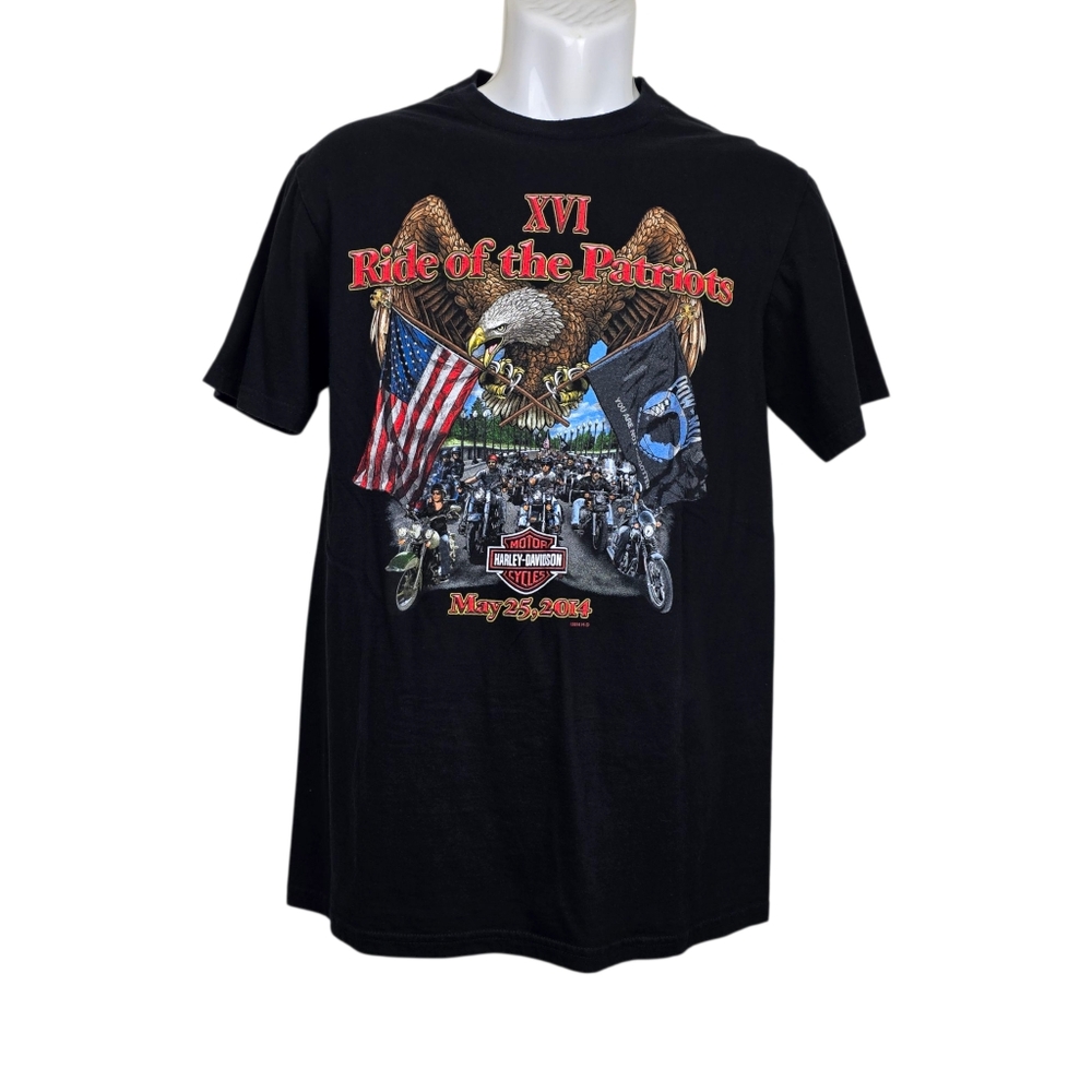 Harley-Davidson Mens Black Ride Of The Patriots Eagle Graphic T-Shirt Size M